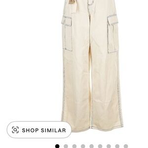 Thrille Cream Cargo Pants with Stitch Detailing Union Baggy 6